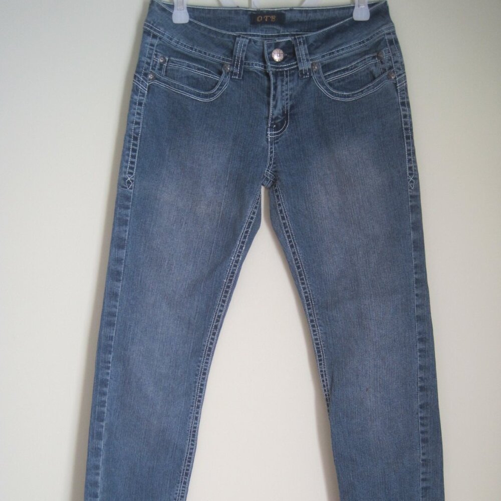 OTB One Tuff Babe Vintage Women's Juniors Stretchy Low Rise Straight Jeans 9/10